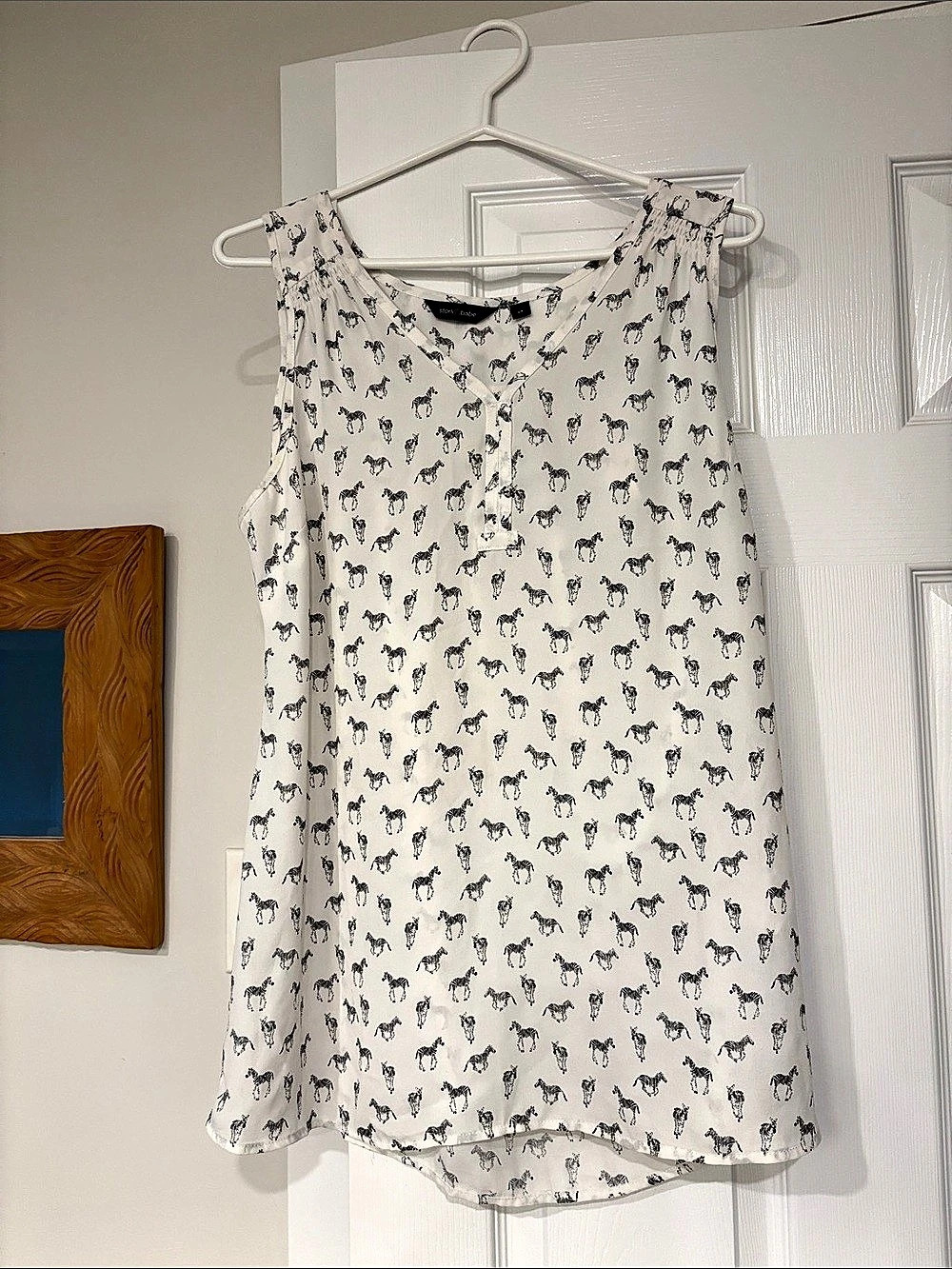 stork & babe Zebra Print Sleeveless Blouse Size Small